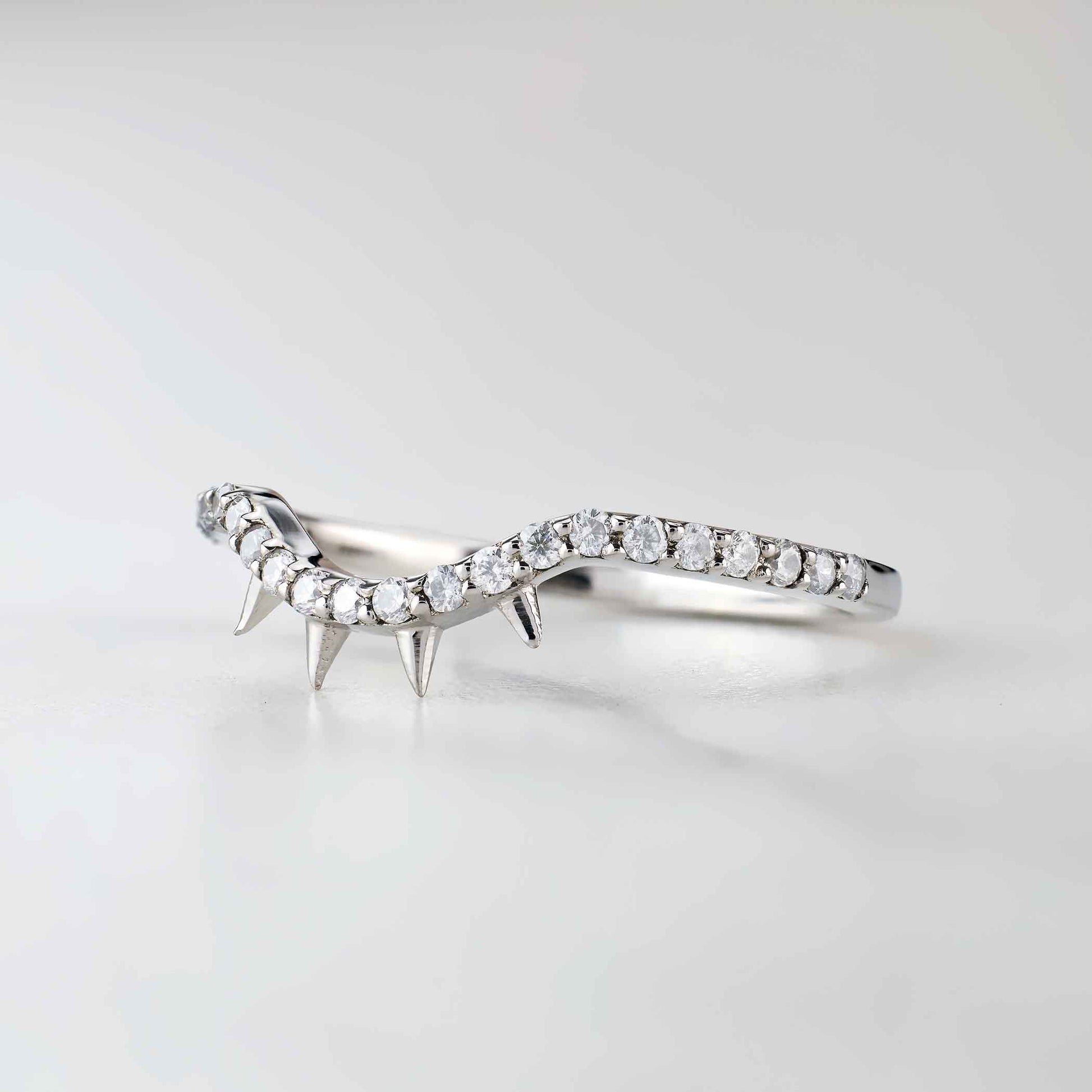 Thorny Curved Wedding Band Engagement Ring Enhancer Stack
