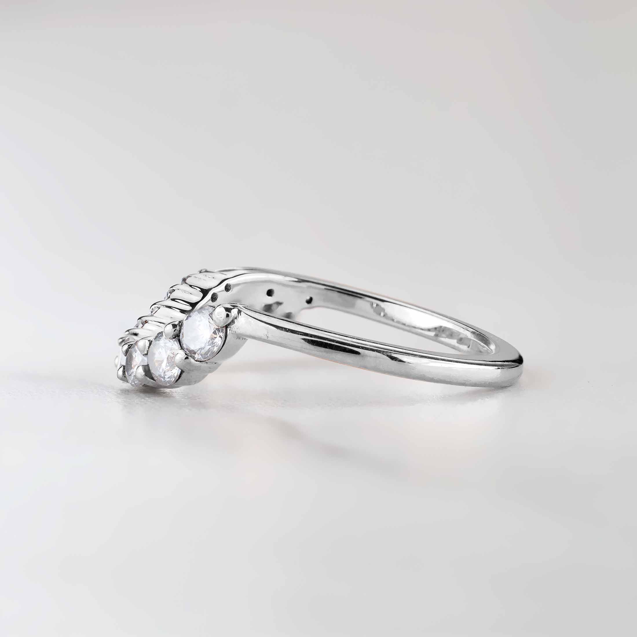 Ring Enhancer Wedding Band Women Engagement Stacking Curved 925 Sterling Silver