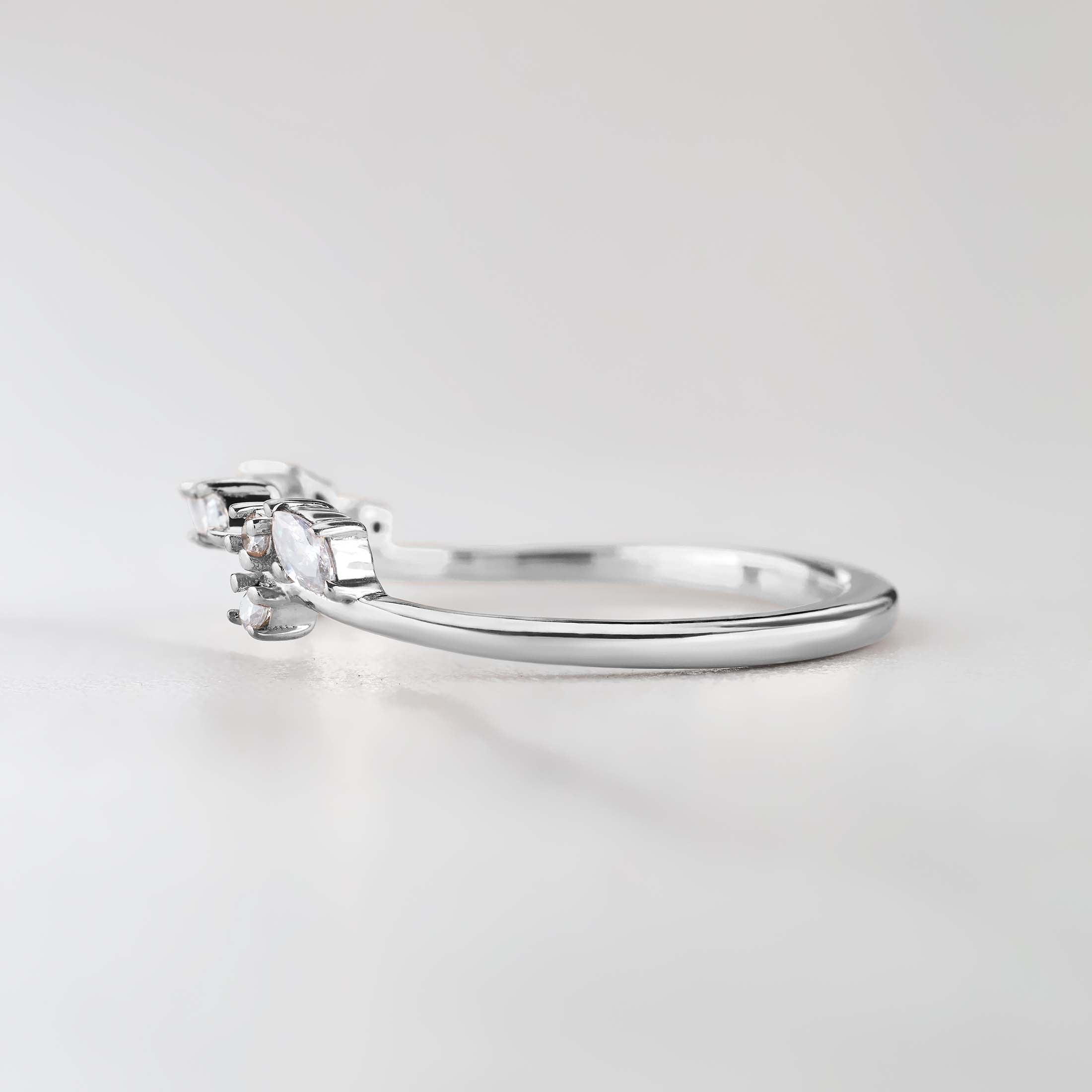 Open Ring Enhancer Wedding Band Women Art Deco AAA CZ 925 Sterling Silver