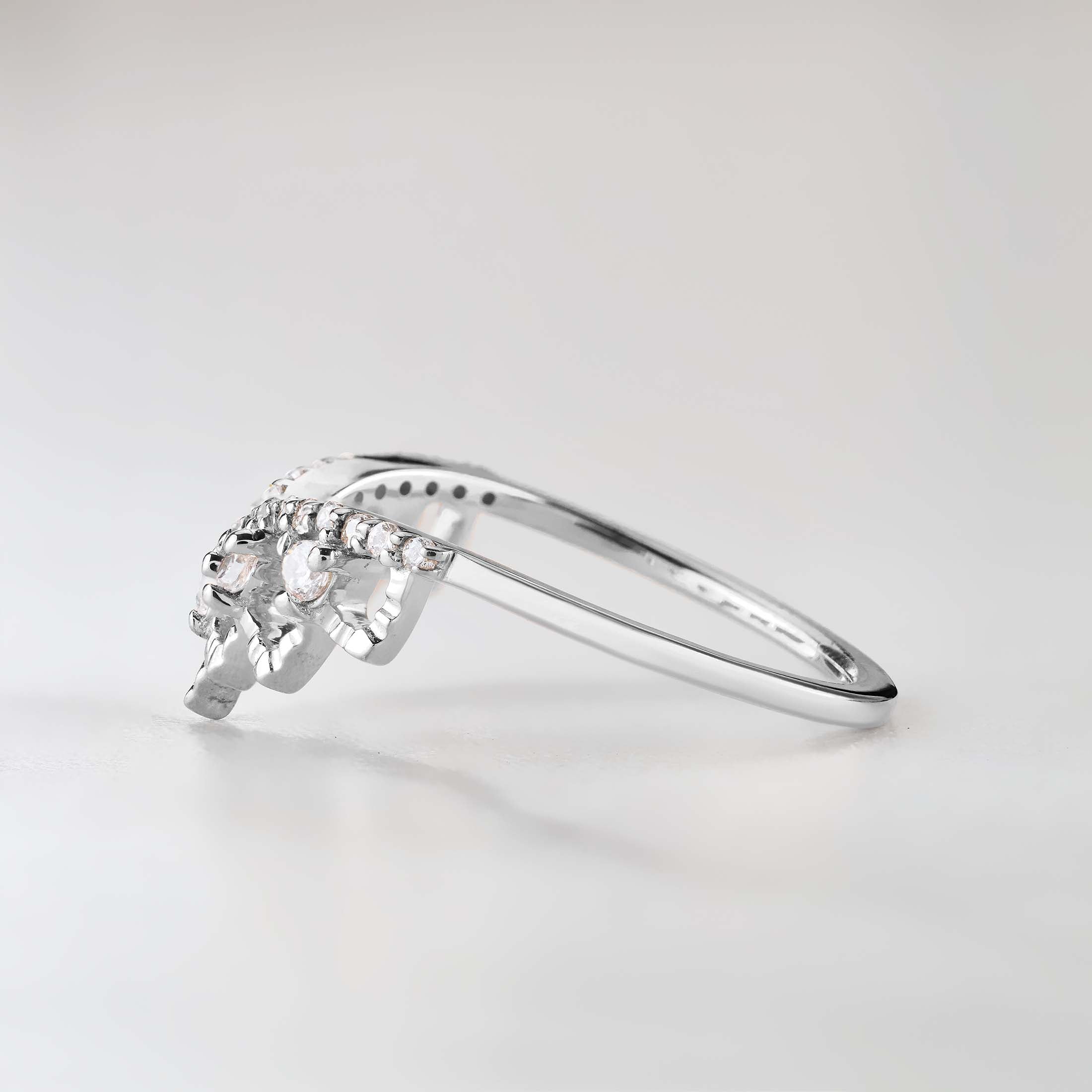 Art Deco Ring Enhancer CZ Tiara Wedding Band Crown Engagement Ring Rose Gold
