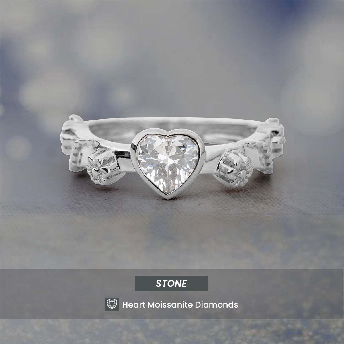 Solitaire Heart Moissanite Diamond Ring Proposal Ring Valentine's Day Gift Rose Gold Sterling Silver