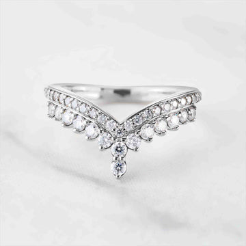 Art Deco Ring Enhancer Guard Moissanite Wedding Band Chevron