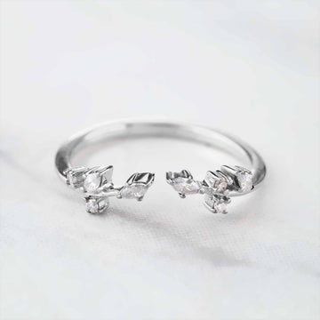 Open Leaf Vintage Ring Enhancer Moissanite Wedding Band