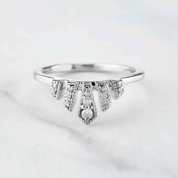 Moissanite Tiara Ring Stacking Wedding Band Anniversary Gift
