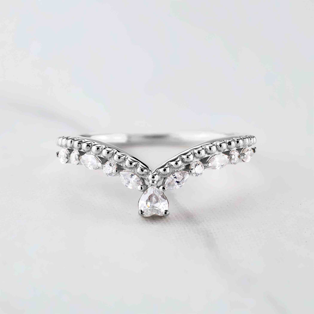 Heart Moissanite Ring Enhancer Guard Contour Wedding Band