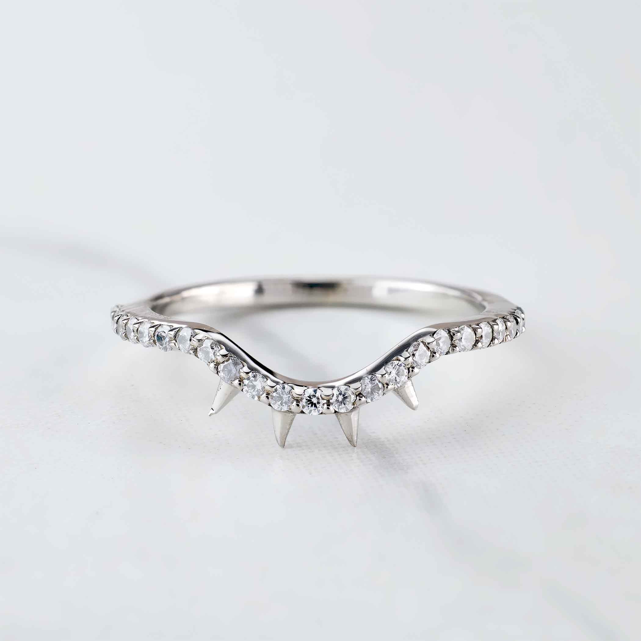 Thorny Ring Enhancer Guard Moissanite Curved Wedding Band