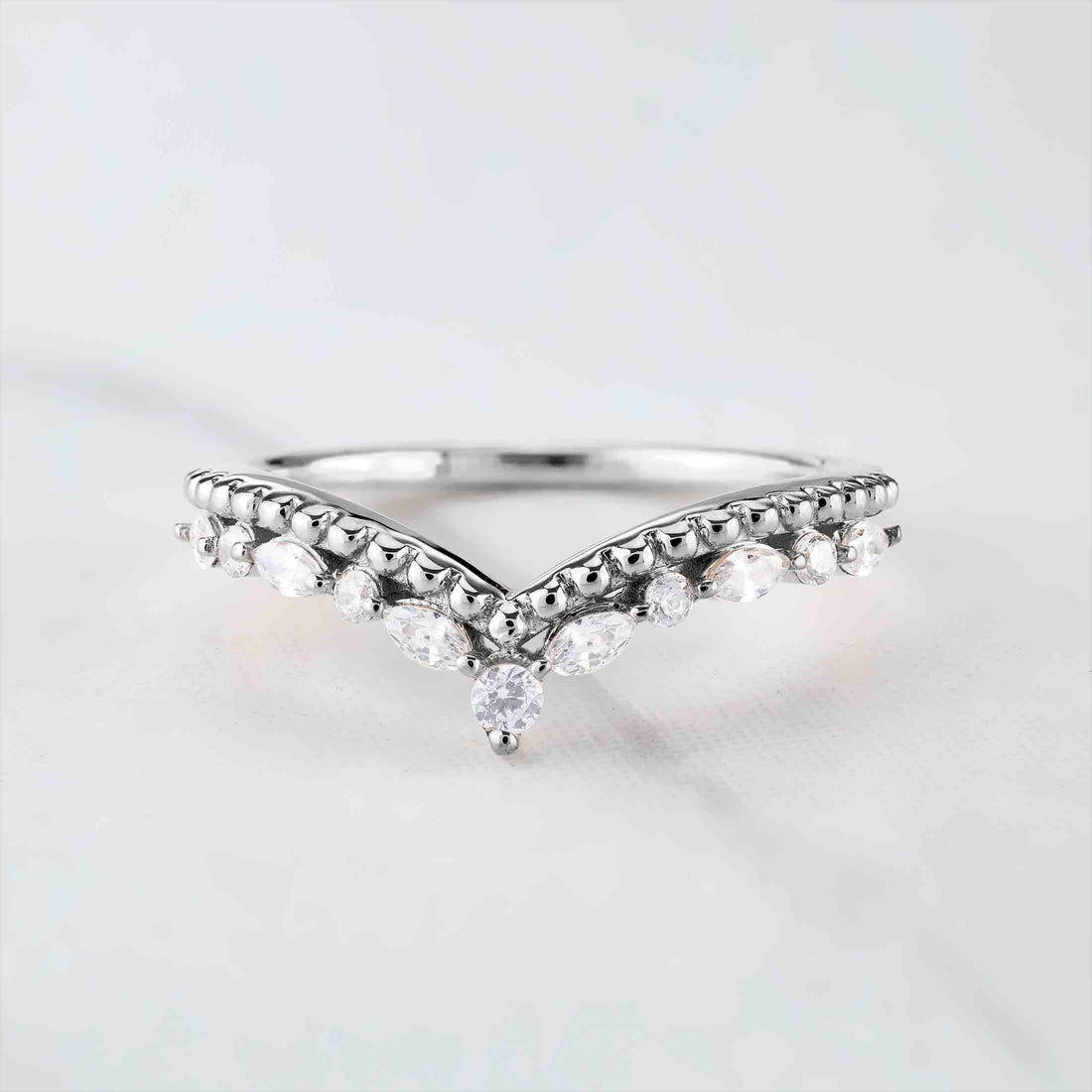 Vintage Wedding Ring Enhancer Moissanite Curved Stacking Band