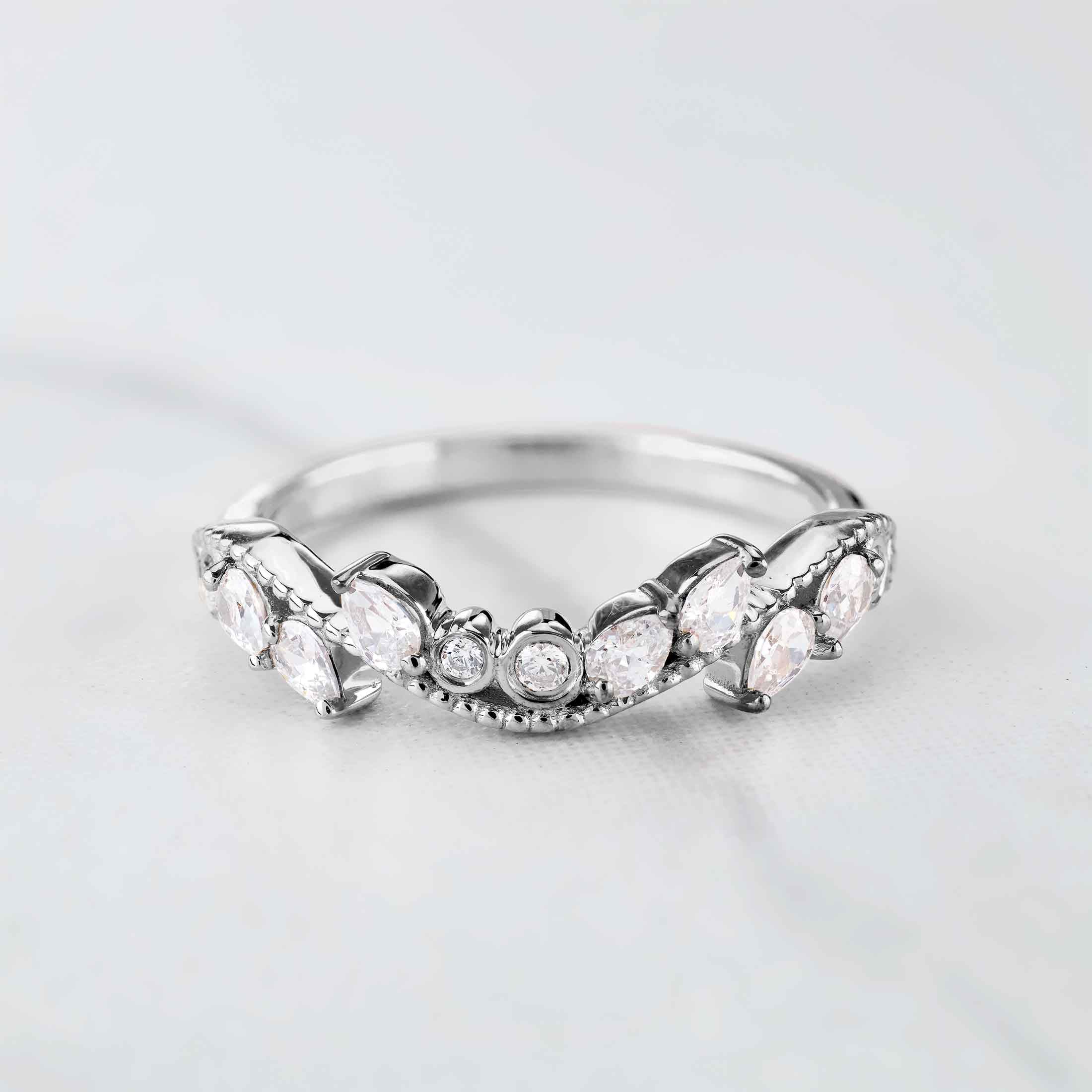 CZ Diamond Wedding Band Engagement Ring Enhancer Art Deco Jewelry