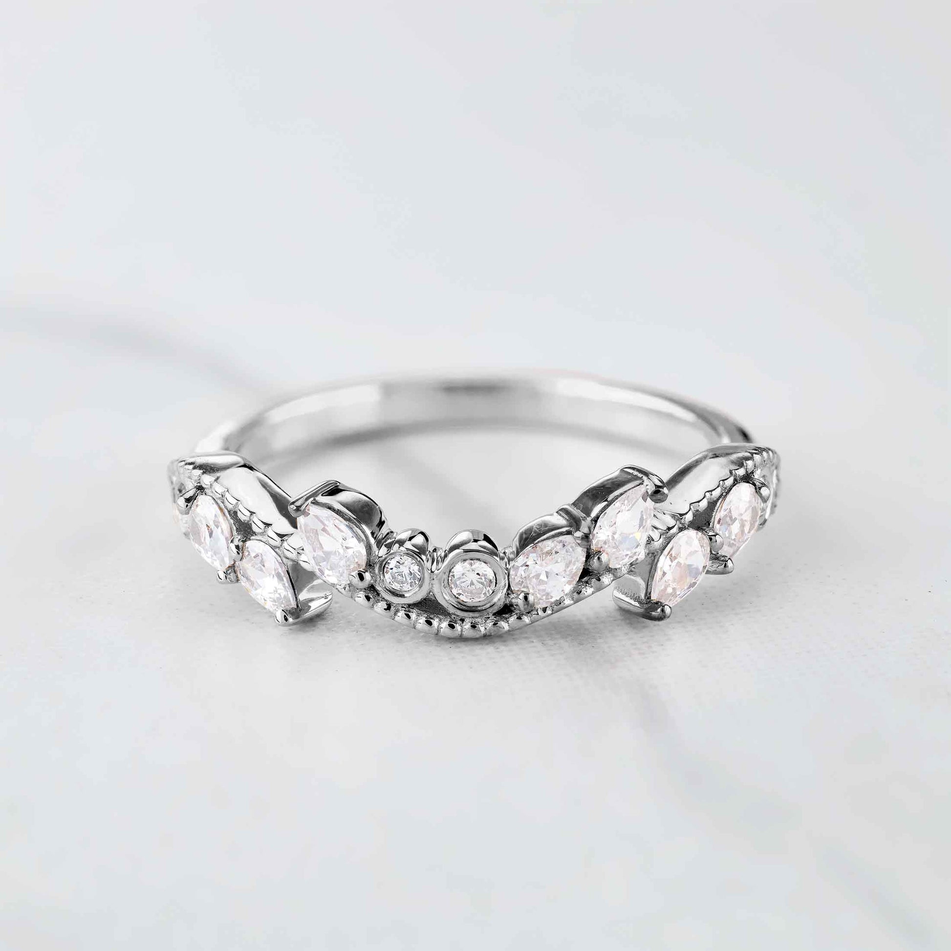 Teardrop Moissanite Wedding Band Ring Enhancer Art Deco Style