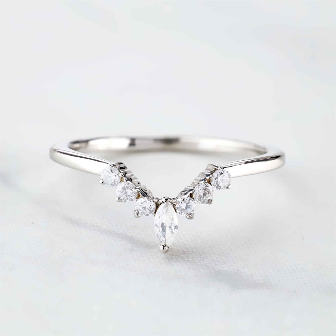 Moissanite Enhancer Ring Curved Wedding Band Vintage Style
