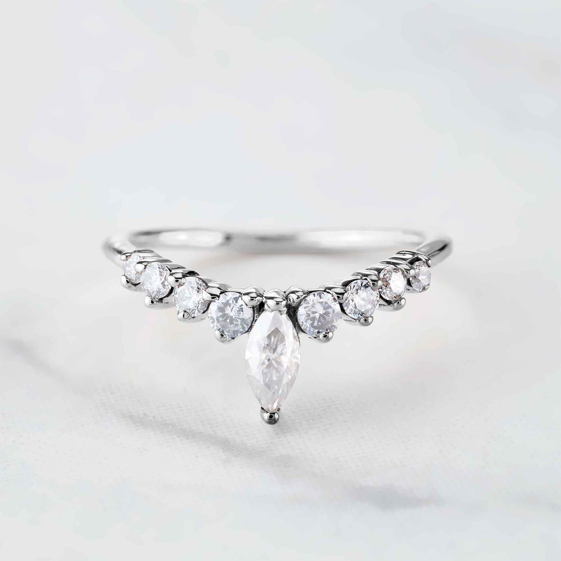 Moissanite Stacking Band Curved Wedding Ring Enhancer Guard
