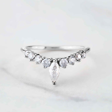 Moissanite Stacking Band Curved Wedding Ring Enhancer Guard