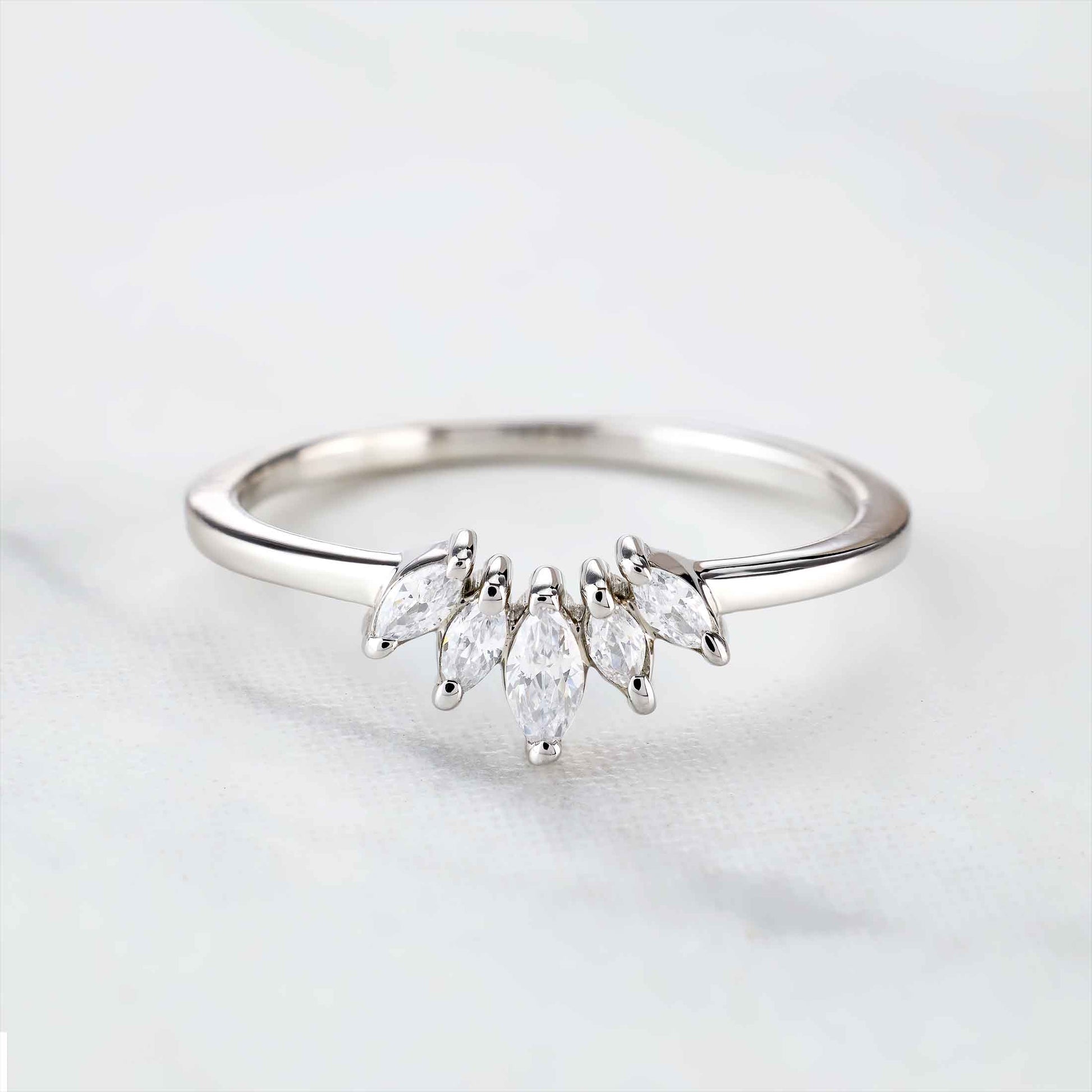 Moissanite Tiara Wedding Ring Enhancer Promise Band for Her