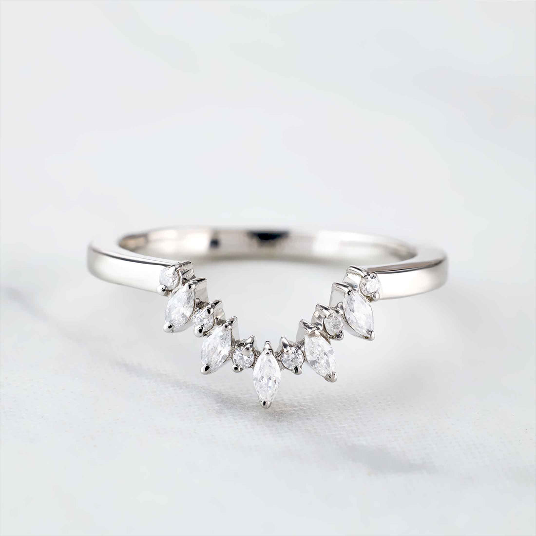 Moissanite Enhancer Band Curved Stacking Wedding Ring Guard