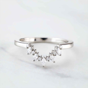 Moissanite Enhancer Band Curved Stacking Wedding Ring Guard