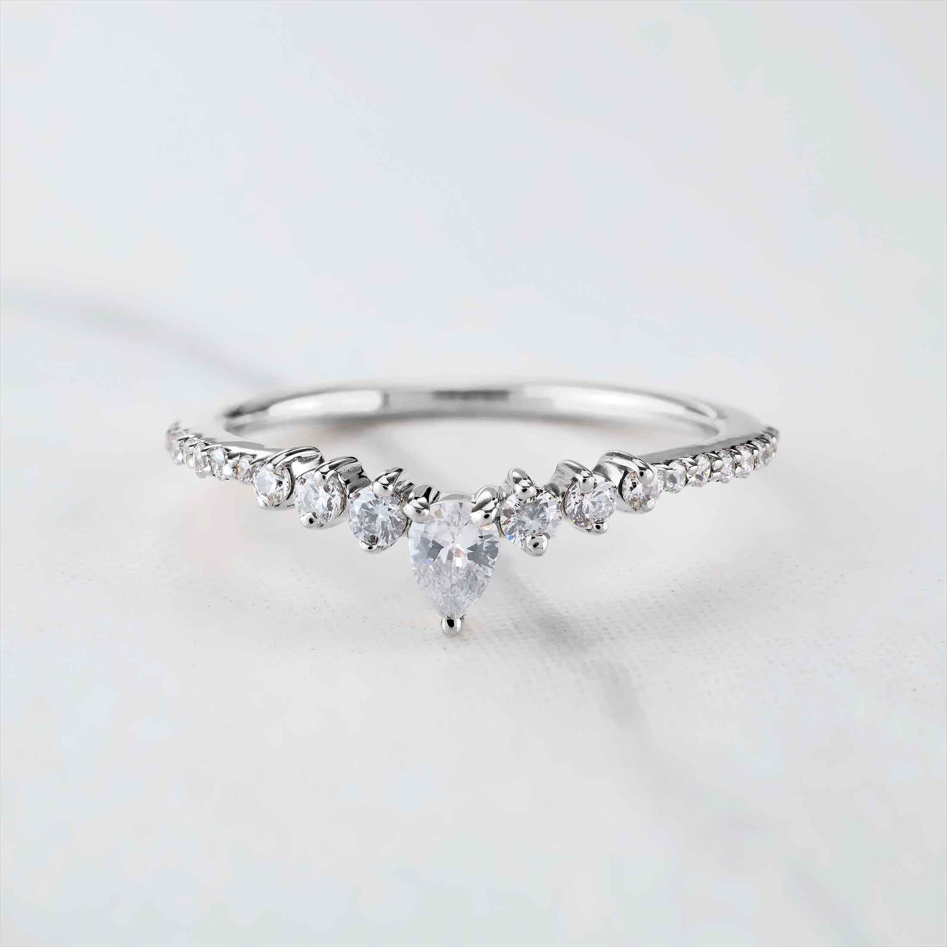 Curved Enhancer Wedding Band Tiara Style AAA CZ Diamond Engagement Ring Art Deco
