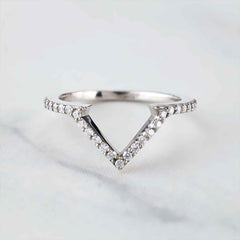 Kite Wedding Band Enhancer Guard AAA CZ Diamond Sterling Silver