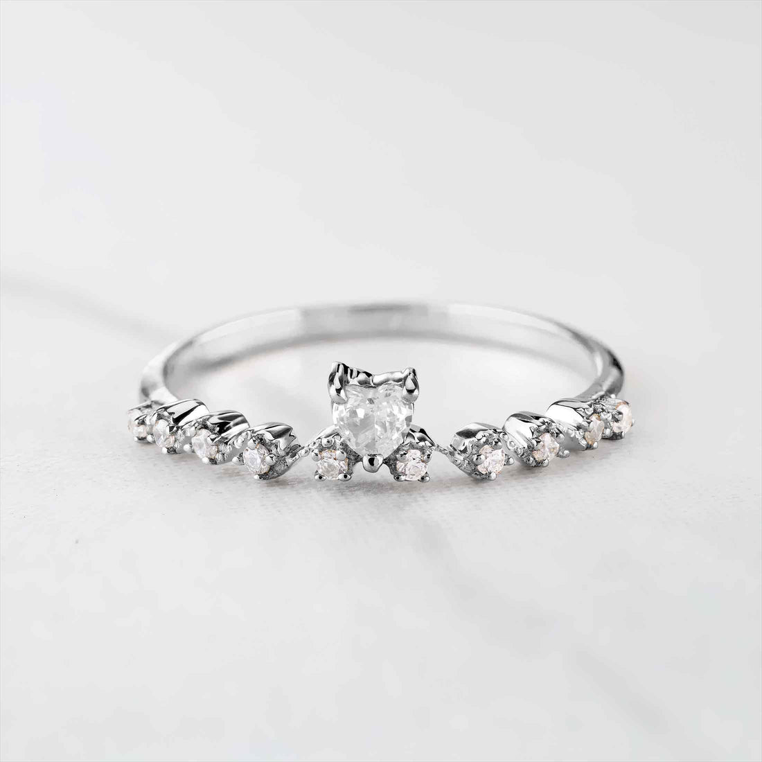 Heart Moissanite Wedding Ring Stacking Band Anniversary Gift