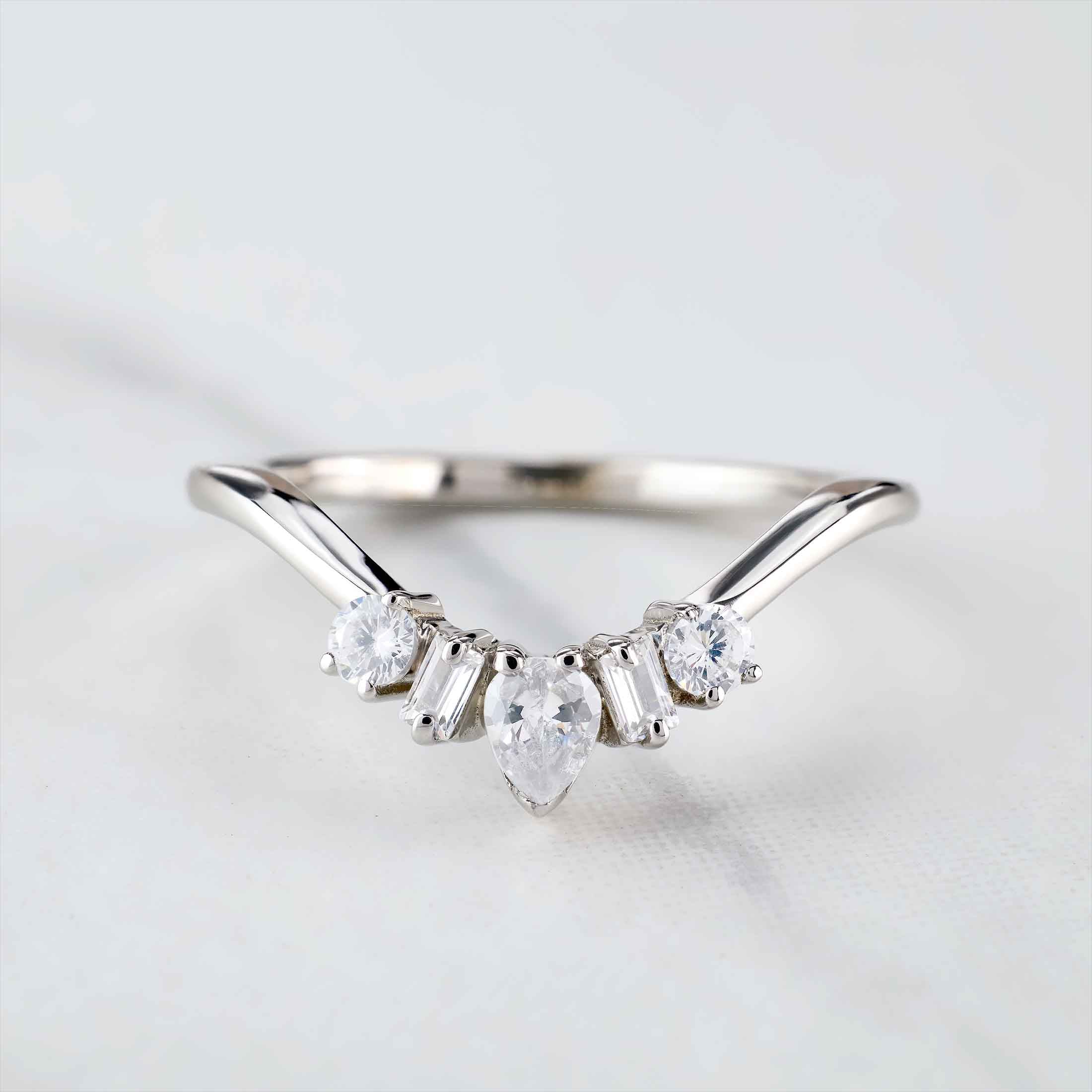 Diamond Wedding Ring Enhancer Engagement Ring Curved Stacking Rose Gold