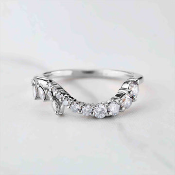 Moissanite Vintage Ring Enhancer Curved Wedding Band for Her