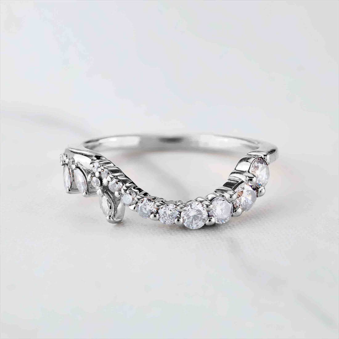 Ring Enhancer Wedding Band Women Engagement Stacking Curved 925 Sterling Silver