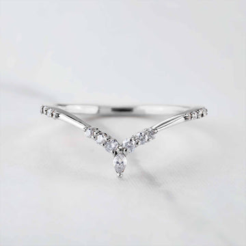 Moissanite Dainty Ring Enhancer Contour Wedding Band Stack