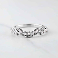 Vintage Style Wedding Band Marquise Moissanite Ring Enhancer