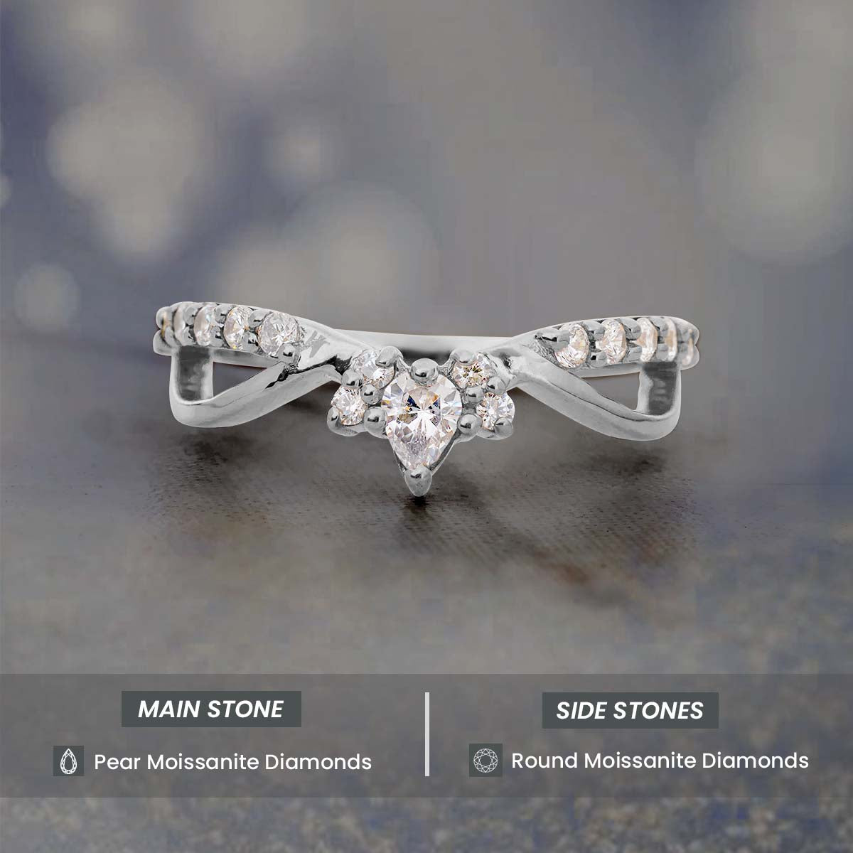 Fancy Ring Enhancer Moissanite Diamond Curved Wedding Band Stacking Rose Gold White Gold
