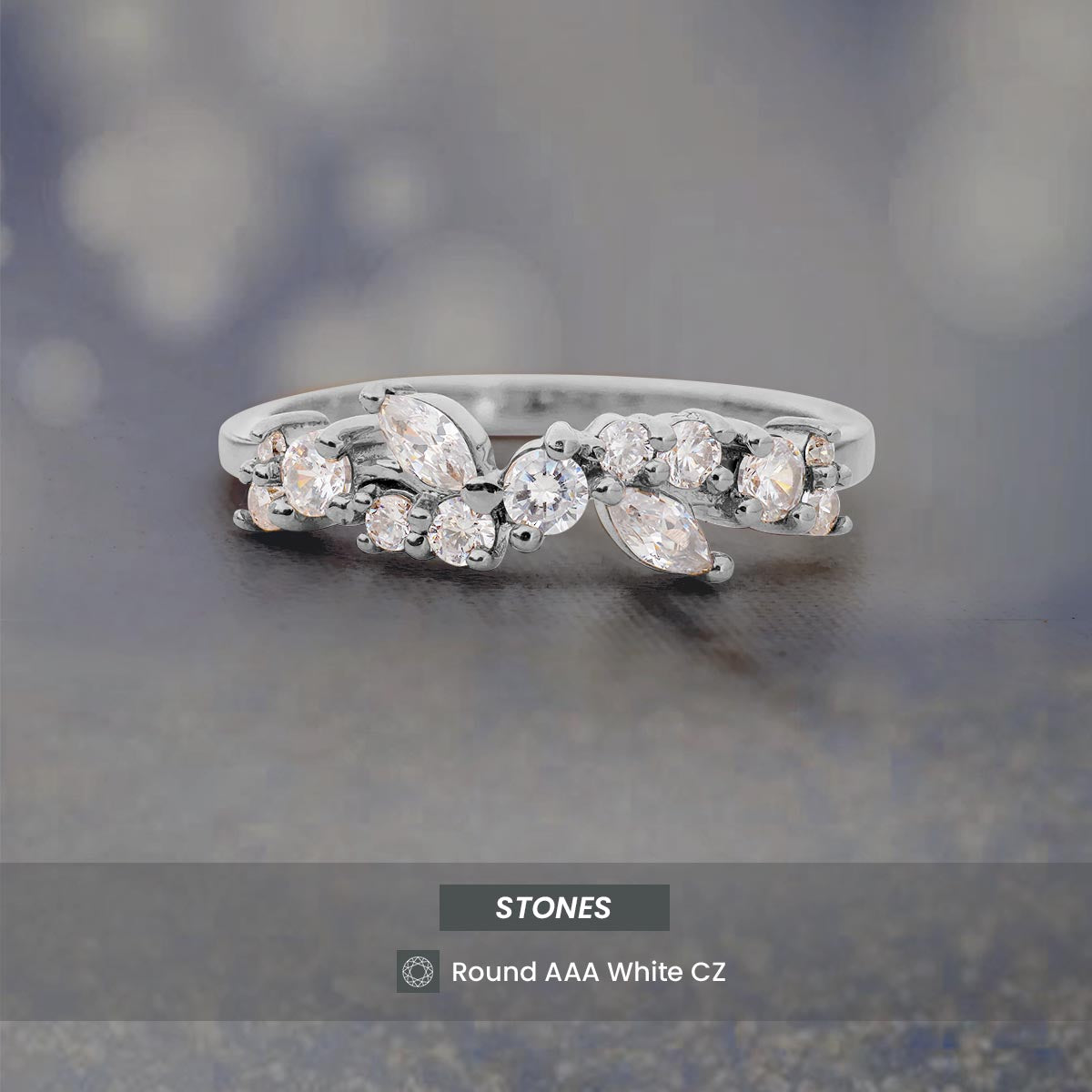 Vintage Wedding Band CZ Diamond Anniversary Band Rose Gold