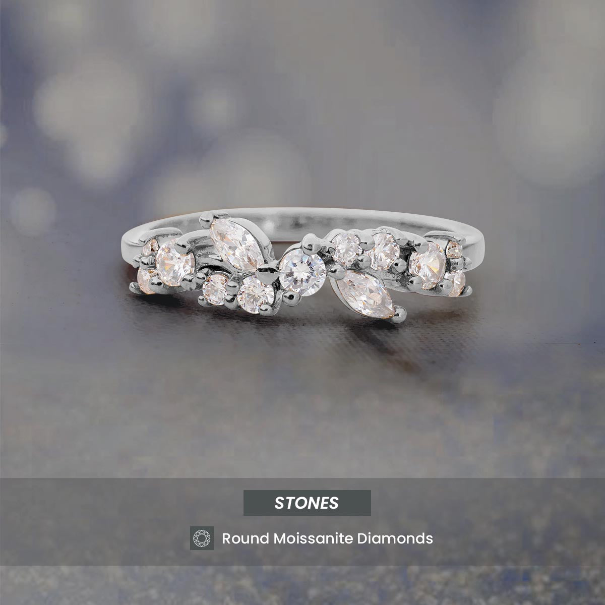 Vintage Wedding Band Moissanite Diamond Promise Anniversary Bands Rose Gold White Gold
