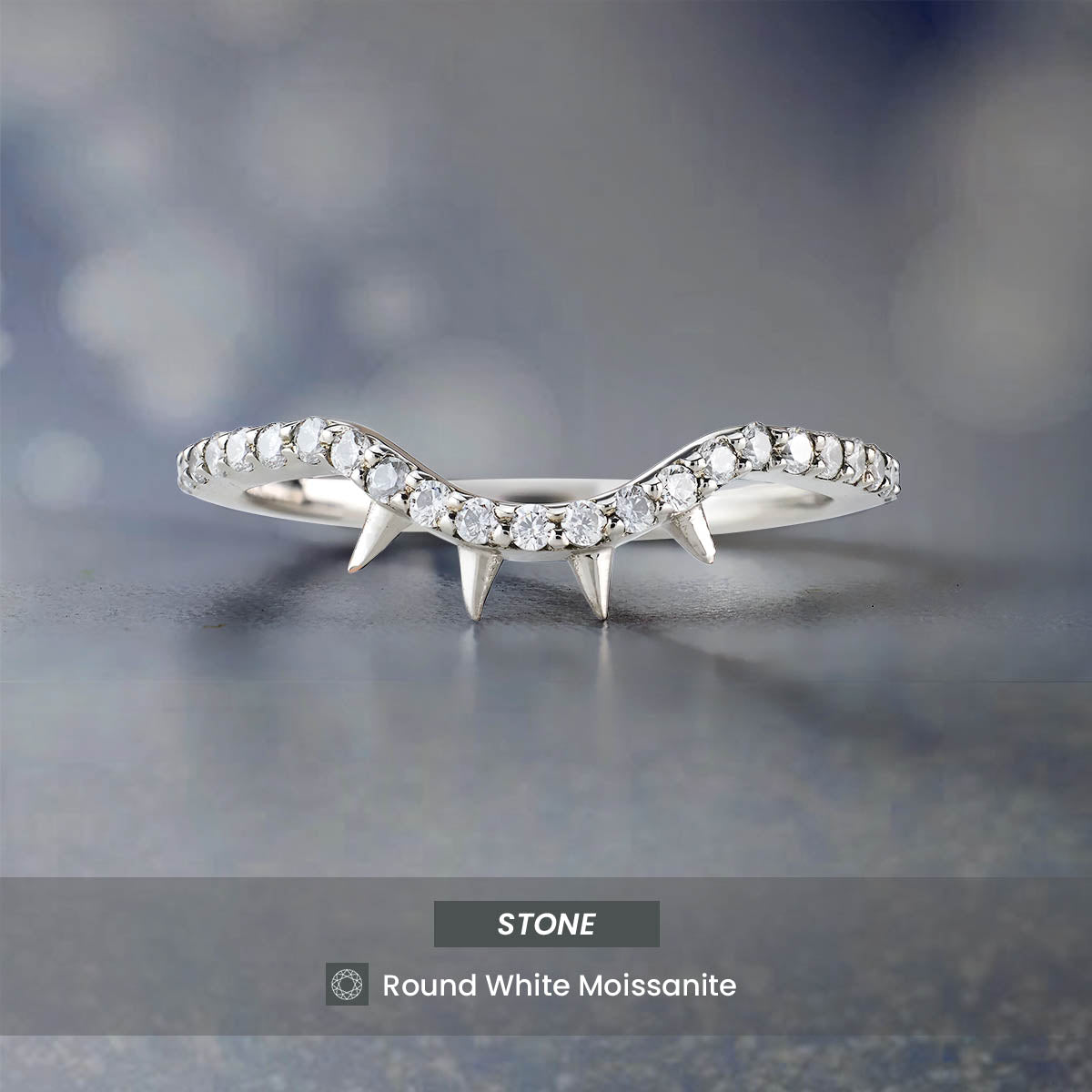 Thorny Curved Wedding Band Engagement Ring Enhancer Stack