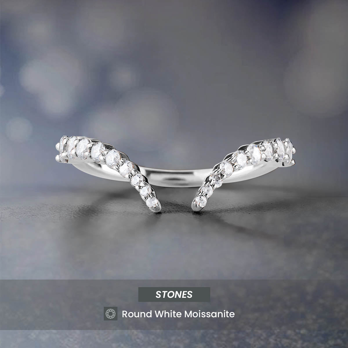 Open Ring Enhancer Stacking Ring Guard Round CZ Wedding Band Rose Gold Silver