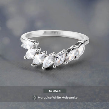 Unique Moissanite Ring Enhancer Marquise Curved Wedding Band