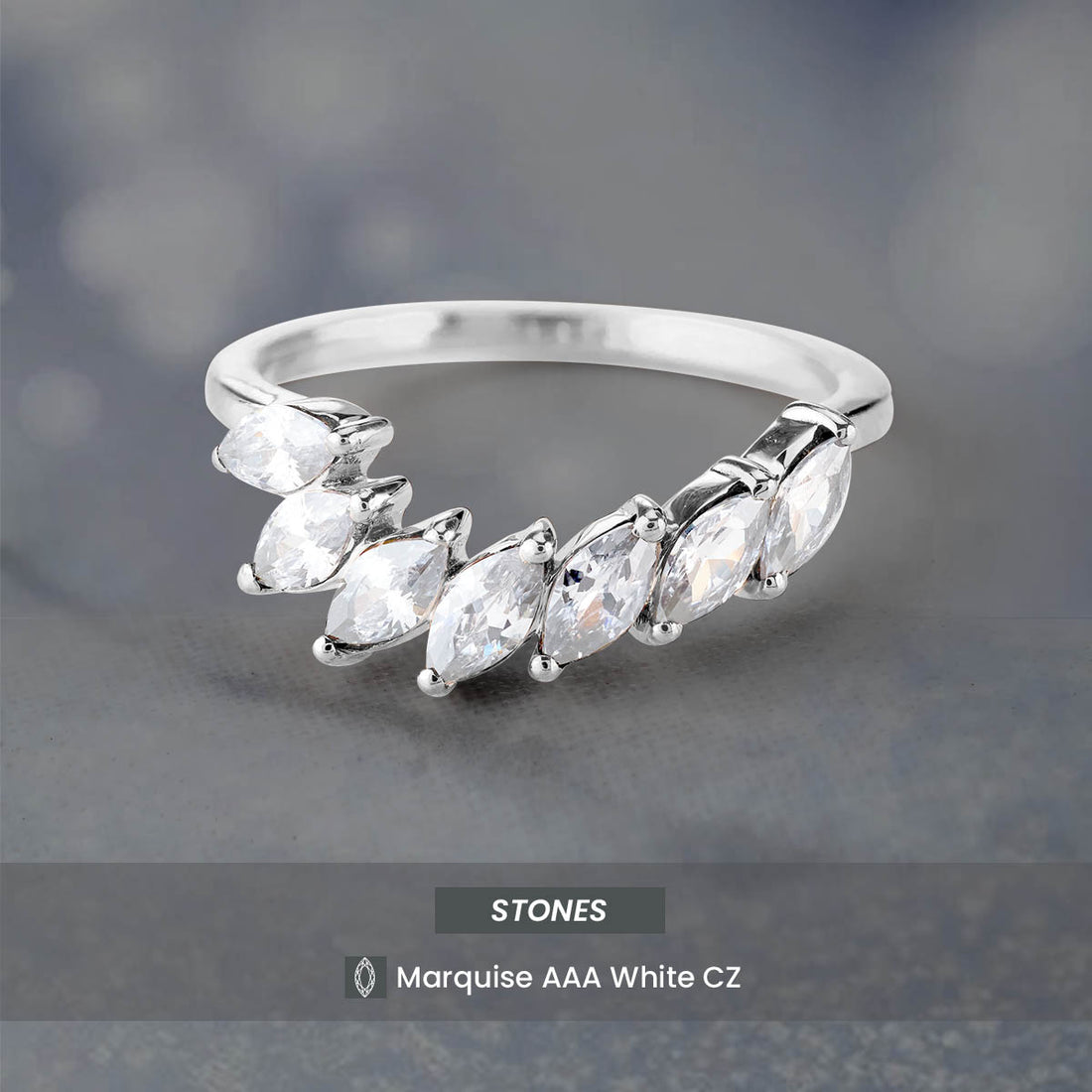 Marquise Curved Wedding Band Women Engagement Ring Enhancer Sterling Silver