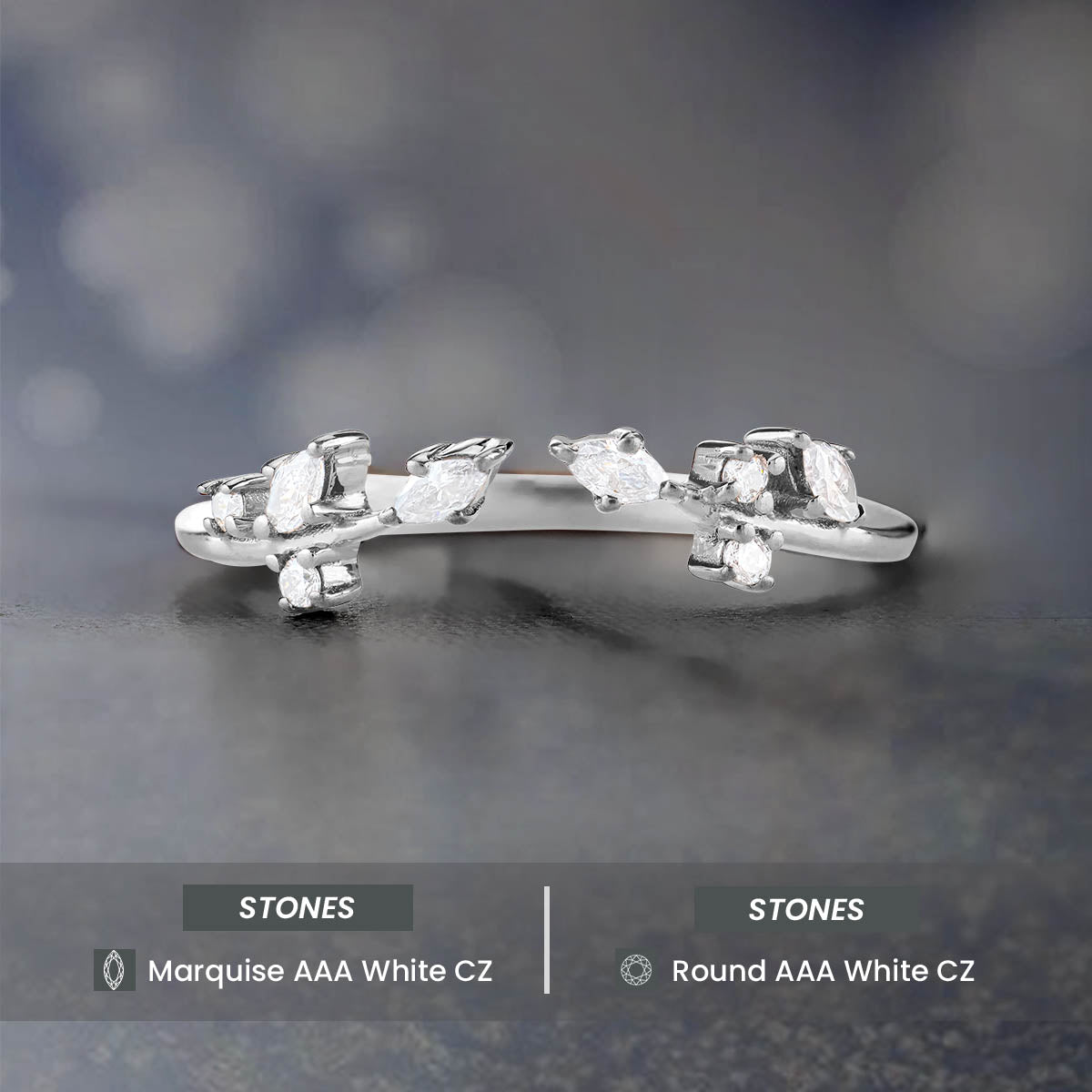 Open Ring Enhancer Wedding Band Women Art Deco AAA CZ 925 Sterling Silver