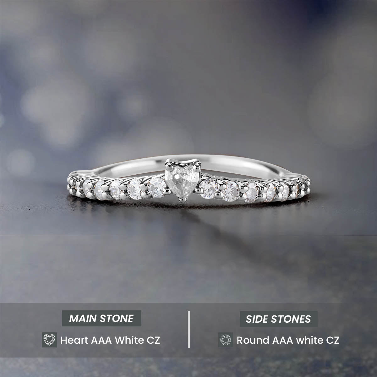 Heart Enhancer Wedding Band AAA CZ Diamond Promise Ring Rose Gold