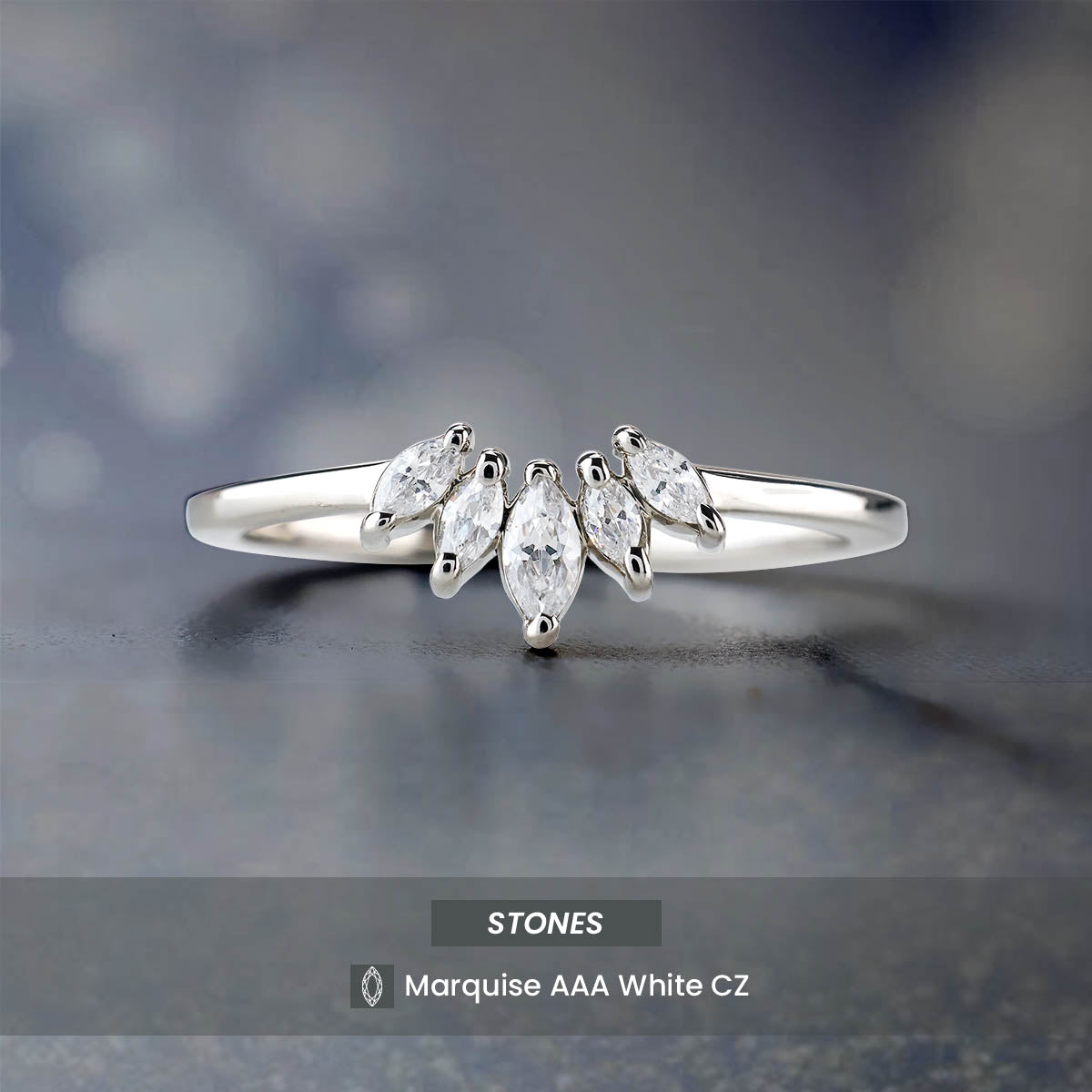 Tiara Wedding Band Marquise Cut AAA CZ Engagement Ring Enhancer