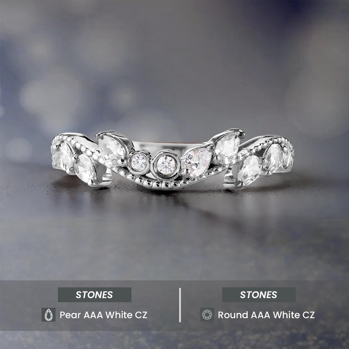 CZ Diamond Wedding Band Engagement Ring Enhancer Art Deco Jewelry