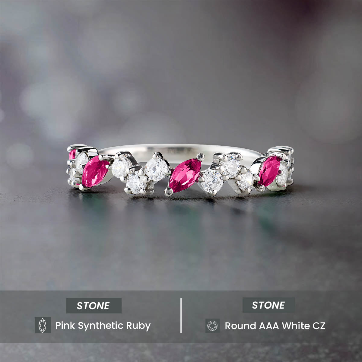Ruby Wedding Band for Women Promise Anniversary Bands Gift