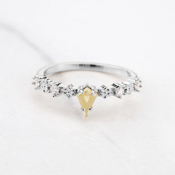 Kite Cut Pale Yellow Natural Rustic Diamond Engagement Ring