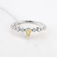 Kite Cut Pale Yellow Natural Rustic Diamond Engagement Ring