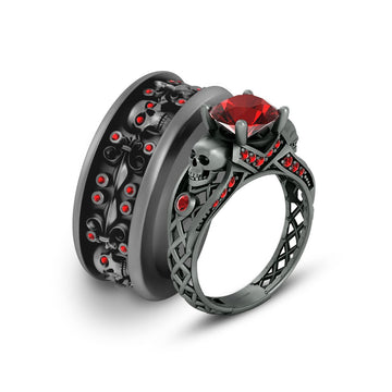 Vampire Skull Promise Rings Set