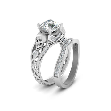 MESH SKULL ENGAGEMENT RING SET