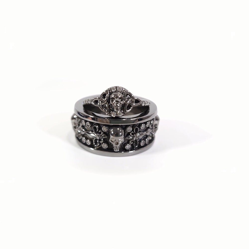 SKULL MATCHING PROMISE RING SET