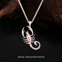 Scorpion Necklace Sterling Silver Scorpio Zodiac Pendant Red Natural Garnet