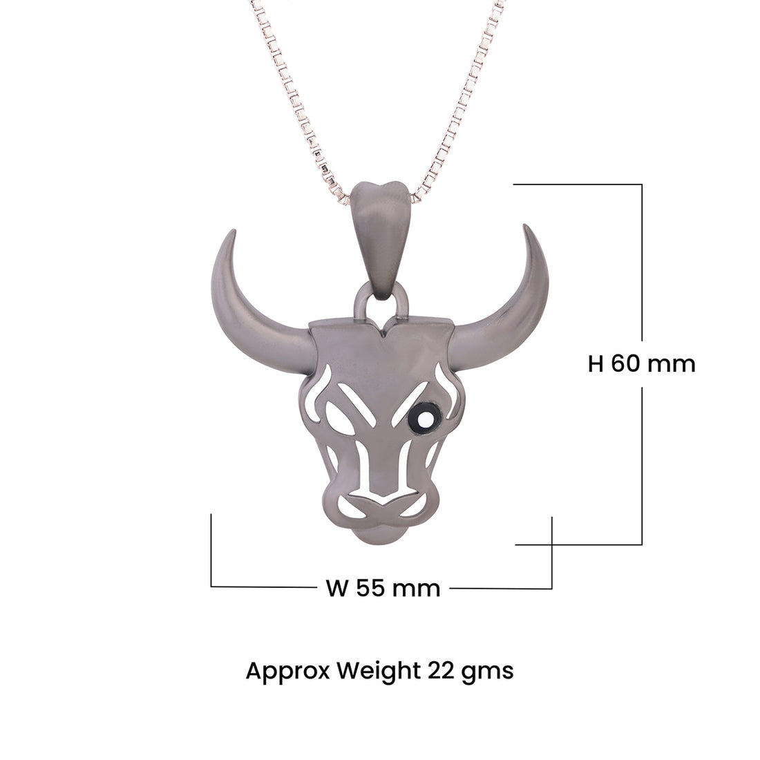 Bull Necklace Taurus Zodiac Bull Head Pendant Sterling Silver Matte Finish