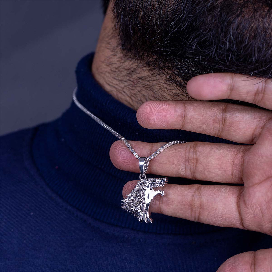 Wolf Pendant Necklace Wild Animal Jewelry 925 Sterling Silver