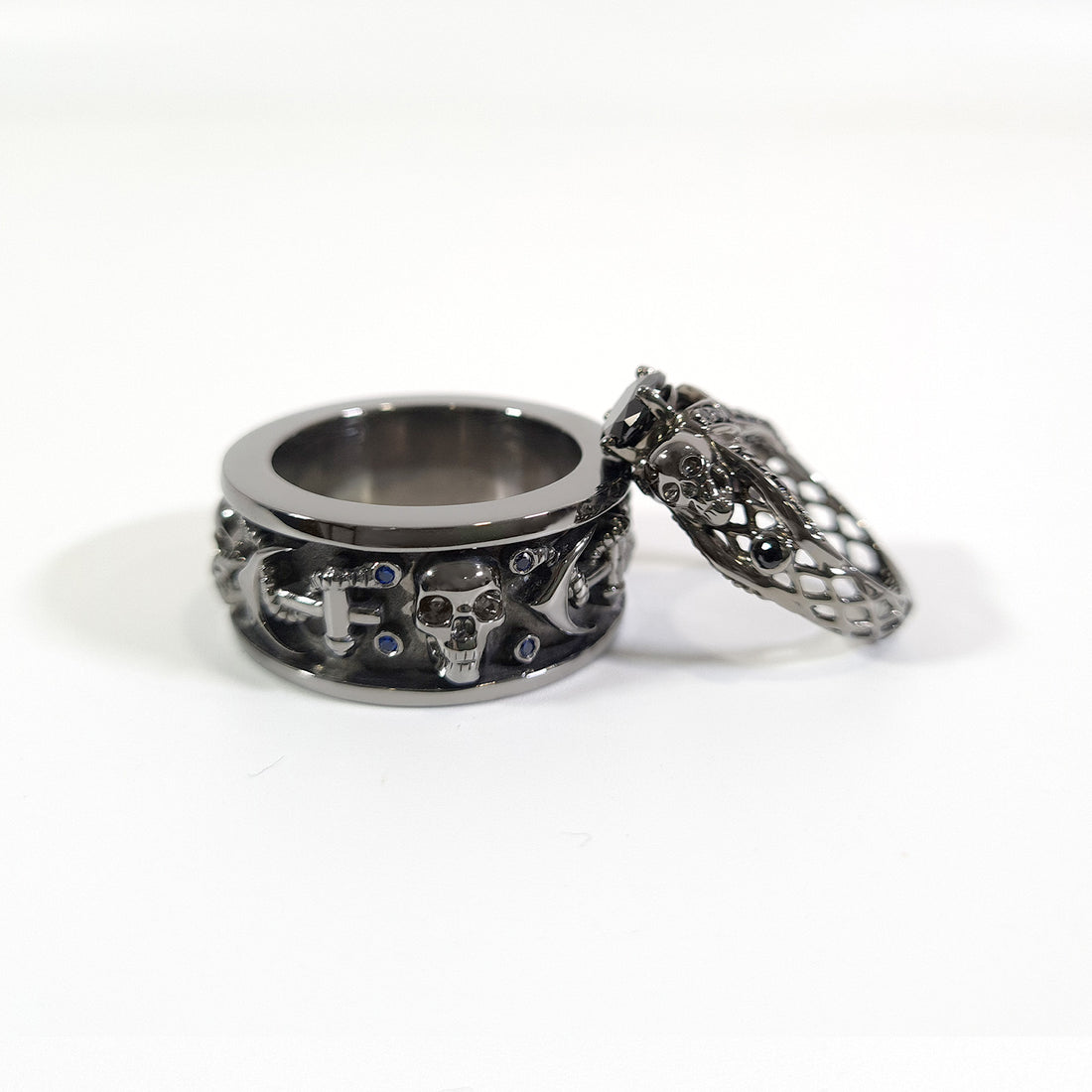 Matching Skull Wedding Ring Set