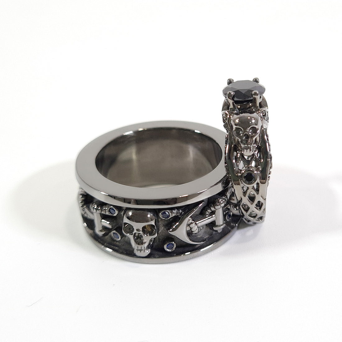 Matching Skull Wedding Ring Set