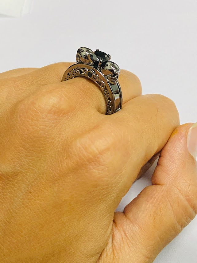 Onyx Skull Engagement Ring